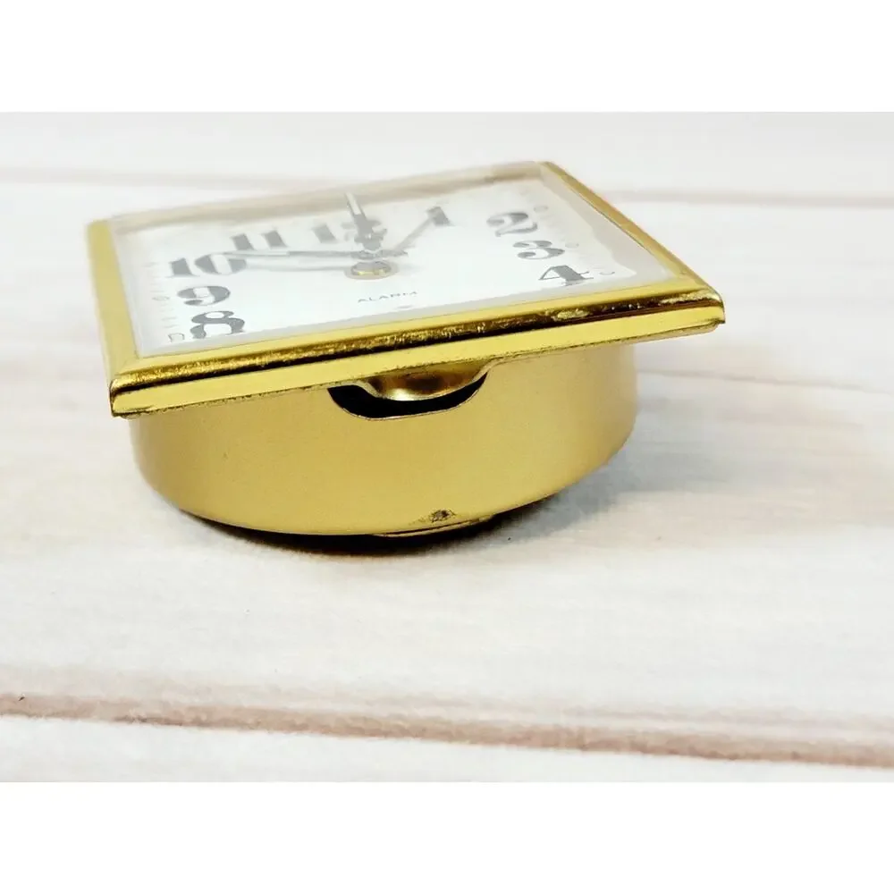 Vintage Seth Thomas Travel Alarm Clock Brown Case Germany READ